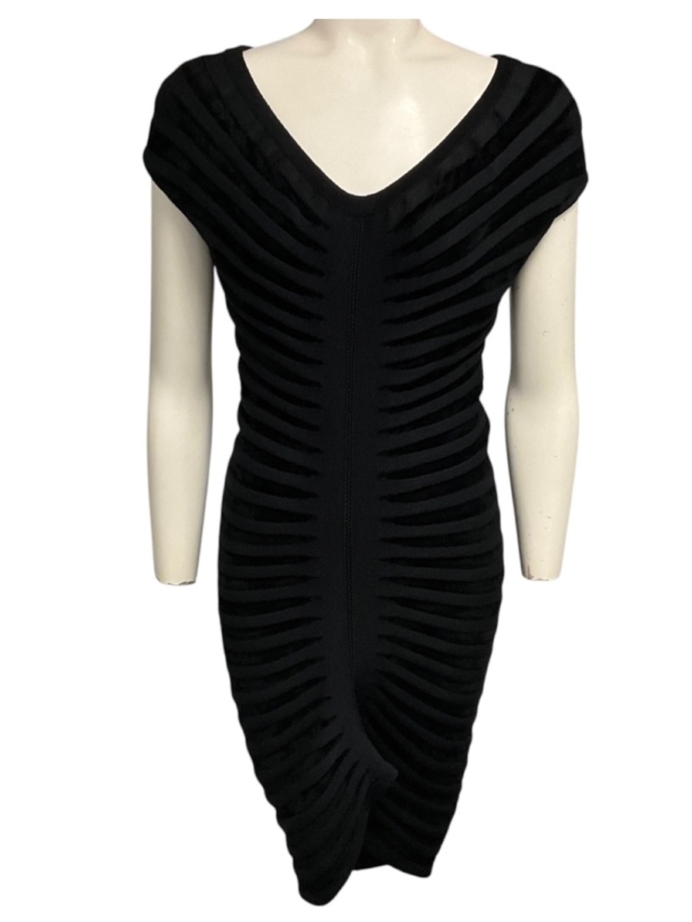 ALAIA BLACK NOIR OFF SHOULDER VELVET DRESS